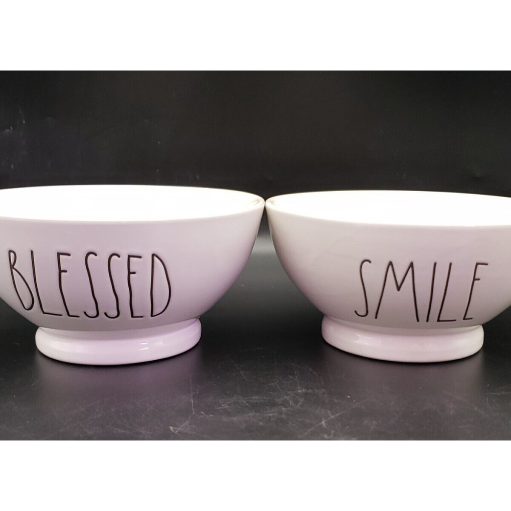 2 Rae Dunn Large letter Farm House cereal Bowls SMILE BLESSED - Picture 2 of 6